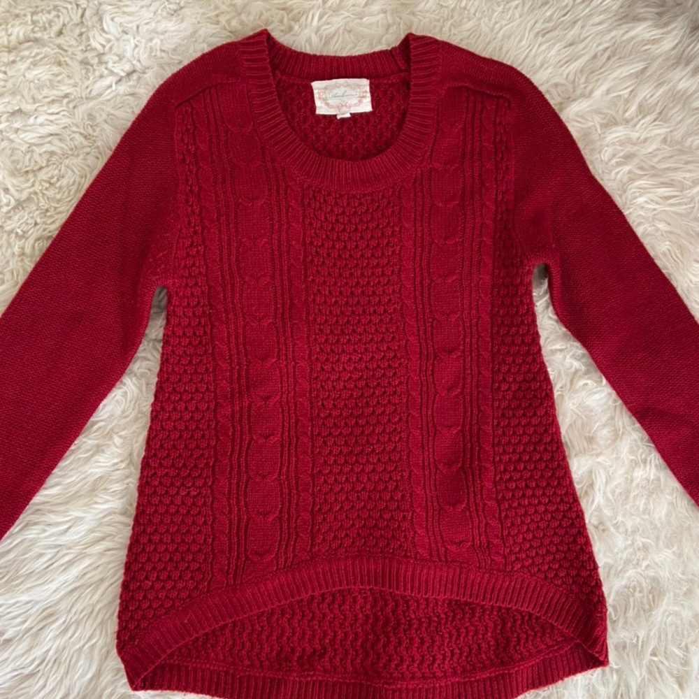 Red Knit Long Sleeve Sweater